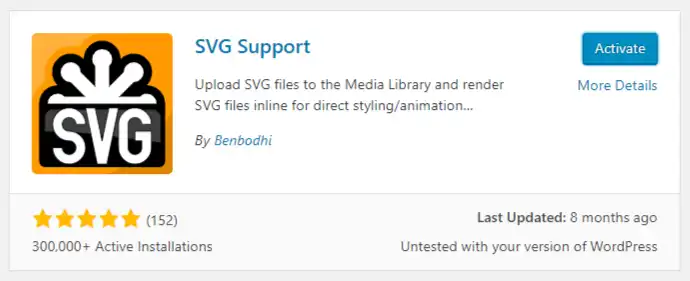 SVG Image WordPress Plugin Activate