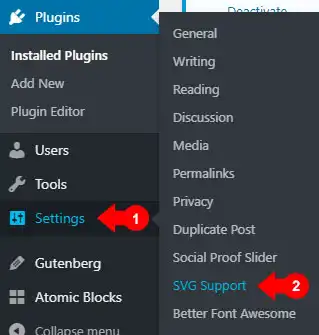 SVG Image WordPress Plugin Settings